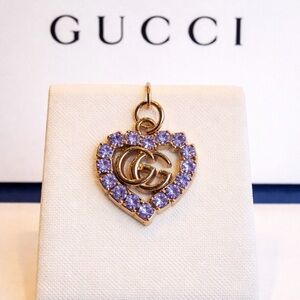 Gucci stamped Gold and Purple Heart Pendant/ charm/ zipper pull - NEW